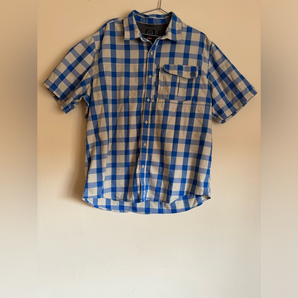Wrangler Blue and White Plaid Men's Shirt